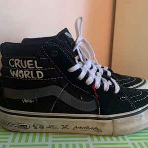 Black high top cruel world VANS